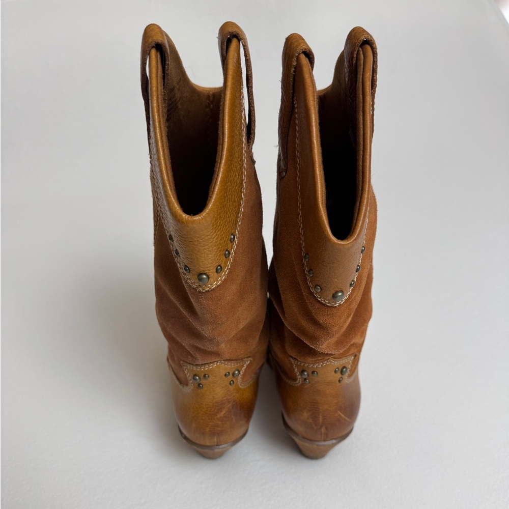 Vintage Y2K Bass Western Brown Leather Studded Boots Size 7.5 - Picture 9 of 14